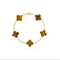 14ct Clover Charm Bracelet/Tiger Eye